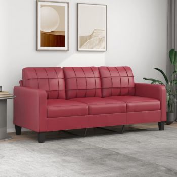 vidaXL Canapea cu 3 locuri, roșu vin, 180 cm, piele ecologică vidaXL Canapea cu 3 locuri, roșu vin, 180 cm, piele ecologică