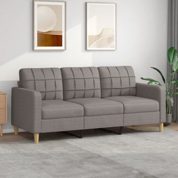 vidaXL Canapea cu 3 locuri, taupe, 180 cm, material textil vidaXL Canapea cu 3 locuri, taupe, 180 cm, material textil