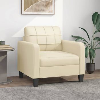 vidaXL Canapea de o persoană, crem, 60 cm, piele ecologică vidaXL Canapea de o persoană, crem, 60 cm, piele ecologică