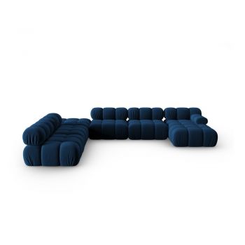 Canapea albastră cu tapițerie din catifea 379 cm Bellis – Micadoni Home