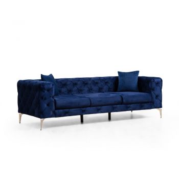 Canapea albastru-închis cu tapițerie din catifea 237 cm Como – Balcab Home