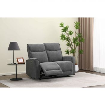 Canapea cu Recliner Electric Huston 2L, 139x103x96 cm, Gri