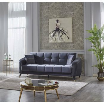 Canapea Extensibila Serva, 232x82x90 cm, Velvet 412 Grey ieftina