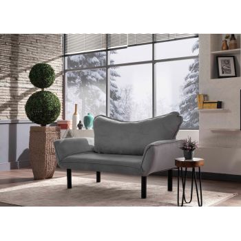 Canapea Functie Sleep, 2 Locuri, tapitata cu stofa, Chatto Velvet Gri, l140xA65xH70 cm
