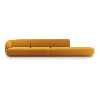 Canapea galben-muștar cu tapițerie din catifea 302 cm Miley – Micadoni Home