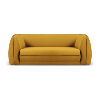Canapea galbenă cu tapițerie din catifea 190 cm Lando – Micadoni Home