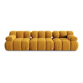 Canapea galbenă cu tapițerie din catifea 282 cm Bellis – Micadoni Home