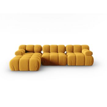 Canapea galbenă cu tapițerie din catifea 285 cm Bellis – Micadoni Home
