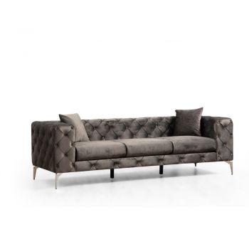 Canapea gri închis cu tapițerie din catifea 237 cm Como – Balcab Home