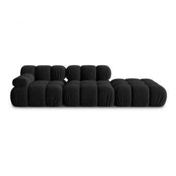 Canapea neagră cu tapițerie din catifea 282 cm Bellis – Micadoni Home
