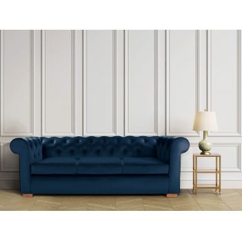 Canapea Oxford Chesterfield, 93x214x75 cm, 3 locuri, Albastru la reducere