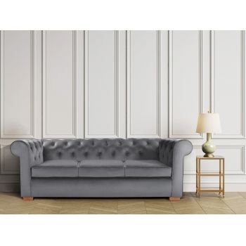 Canapea Oxford Chesterfield, 93x214x75 cm, 3 locuri, Antracit la reducere