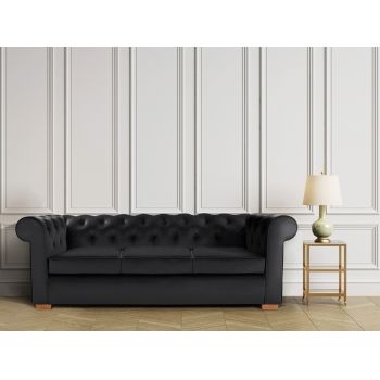 Canapea Oxford Chesterfield, 93x214x75 cm, 3 locuri, Graphite