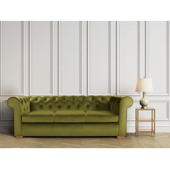 Canapea Oxford Chesterfield, 93x214x75 cm, 3 locuri, Olive ieftina