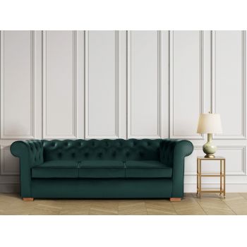 Canapea Oxford Chesterfield, 93x214x75 cm, 3 locuri, Verde ieftina