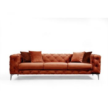 Canapea portocalie cu tapițerie din catifea 237 cm Como – Balcab Home