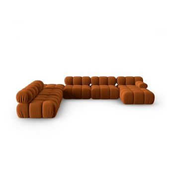 Canapea portocalie cu tapițerie din catifea 379 cm Bellis – Micadoni Home