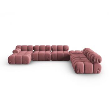 Canapea roz cu tapițerie din catifea 379 cm Bellis – Micadoni Home