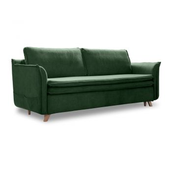 Canapea verde extensibilă cu tapițerie din catifea 225 cm – Miuform