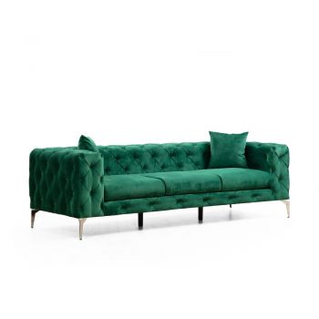 Canapea verde-închis cu tapițerie din catifea 237 cm Como – Balcab Home