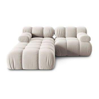 Colțar modular bej cu tapițerie din catifea (cu colț variabil) Bellis – Micadoni