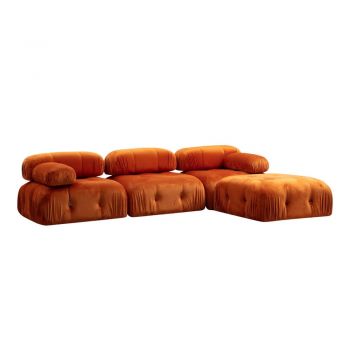Colțar galben muștar cu tapițerie din catifea (colț pe partea dreaptă) Bubble – Balcab Home