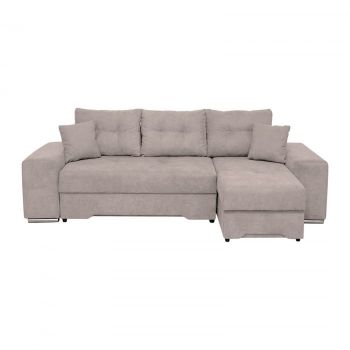 Coltar AMALIA extensibil, cu arcuri si lada depozitare, colt interschimbabil, bej, 272x145x78 cm