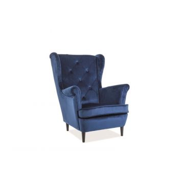 Fotoliu Lady velvet bleumarin Blu86/wenge