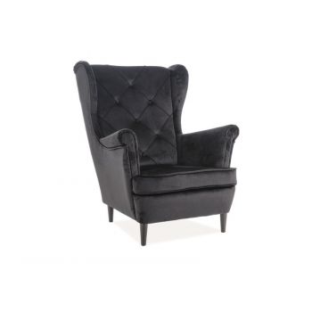 Fotoliu Lady velvet negru Blu19/wenge