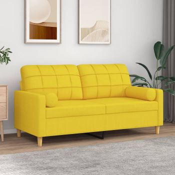 vidaXL Canapea cu 2 locuri cu pernuțe, galben deschis, 140 cm, textil