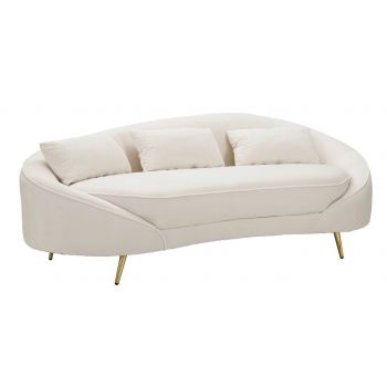 Canapea 3 locuri Oslo, Mauro Ferretti, 185 x 84 x 68 cm, lemn de eucalipt/poliester, crem/auriu