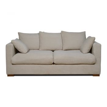 Canapea bej cu tapițerie din catifea reiată 175 cm Comfy – Scandic