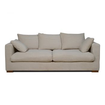 Canapea bej cu tapițerie din catifea reiată 220 cm Comfy – Scandic