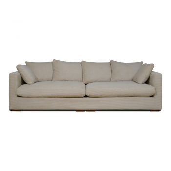Canapea bej cu tapițerie din catifea reiată 266 cm Comfy – Scandic