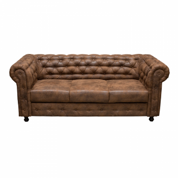 Canapea CHESTERFIELD extensibila, 3 locuri, cu arcuri, maro, 205x90x80 cm la reducere