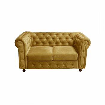 Canapea CHESTERFIELD fixa, 2 locuri, cu arcuri, galben, 168x90x80 cm la reducere