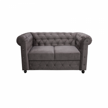 Canapea CHESTERFIELD fixa, 2 locuri, cu arcuri, gri, 168x90x80 cm la reducere