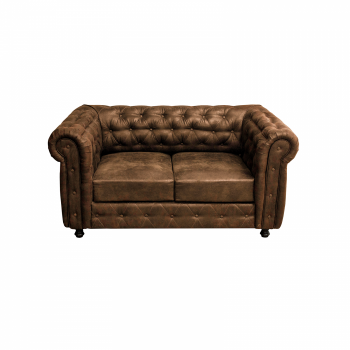 Canapea CHESTERFIELD fixa, 2 locuri, cu arcuri, maro deschis, 168x90x80 cm ieftina