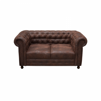 Canapea CHESTERFIELD fixa, 2 locuri, cu arcuri, maro inchis, 168x90x80 cm ieftina