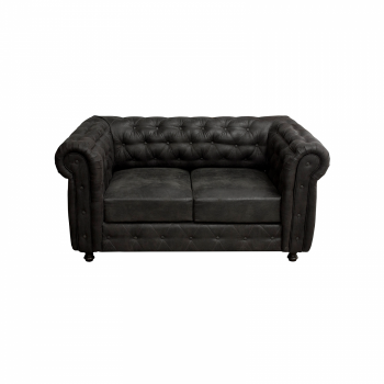 Canapea CHESTERFIELD fixa, 2 locuri, cu arcuri, negru, 168x90x80 cm ieftina