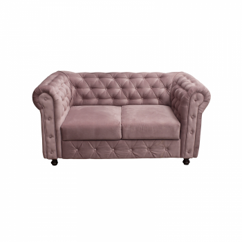 Canapea CHESTERFIELD fixa, 2 locuri, cu arcuri, roz prafuit, 168x90x80 cm la reducere