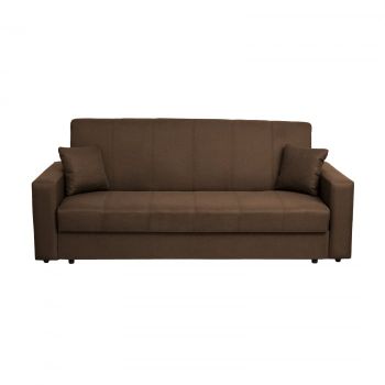 Canapea CORINNE II extensibila, 3 locuri, cu lada depozitare, maro inchis, 220x90x96 cm