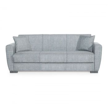 Canapea DOLCE extensibila, 3 locuri, cu arcuri si lada depozitare, gri deschis, 214x73x80 cm