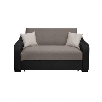 Canapea FRUNZA extensibila, 2 locuri, cu arcuri, lada depozitare, gri deschis + inchis, 165x110x90 cm