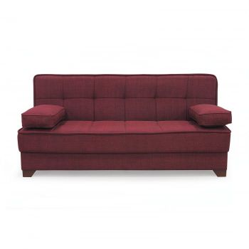 Canapea LEON II extensibila, 3 locuri, cu arcuri si lada depozitare, bordo, 190x82x88 cm
