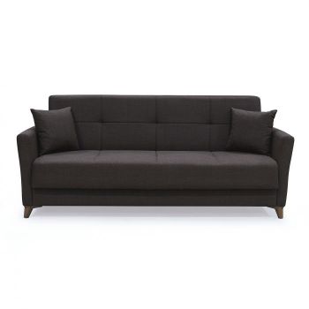 Canapea LOREN extensibila, 3 locuri, cu arcuri si lada depozitare, maro, 203x85x85 cm