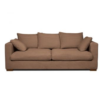 Canapea maro deschis cu tapițerie din catifea reiată 220 cm Comfy – Scandic