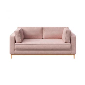 Canapea roz-deschis cu tapițerie din catifea 192 cm Celerio – Ame Yens
