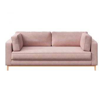 Canapea roz-deschis cu tapițerie din catifea 222 cm Celerio – Ame Yens
