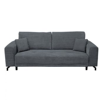 Canapea VEGA extensibila, 3 locuri, cu arcuri si lada depozitare, gri inchis, 237x110x73 cm